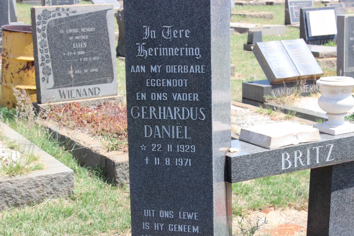 BRITZ Gerhardus Daniël 1929-1971