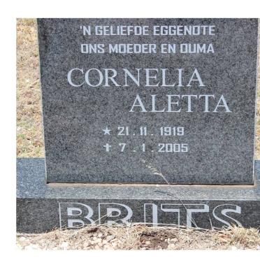 BRITS Cornelia Aletta 1919-2005