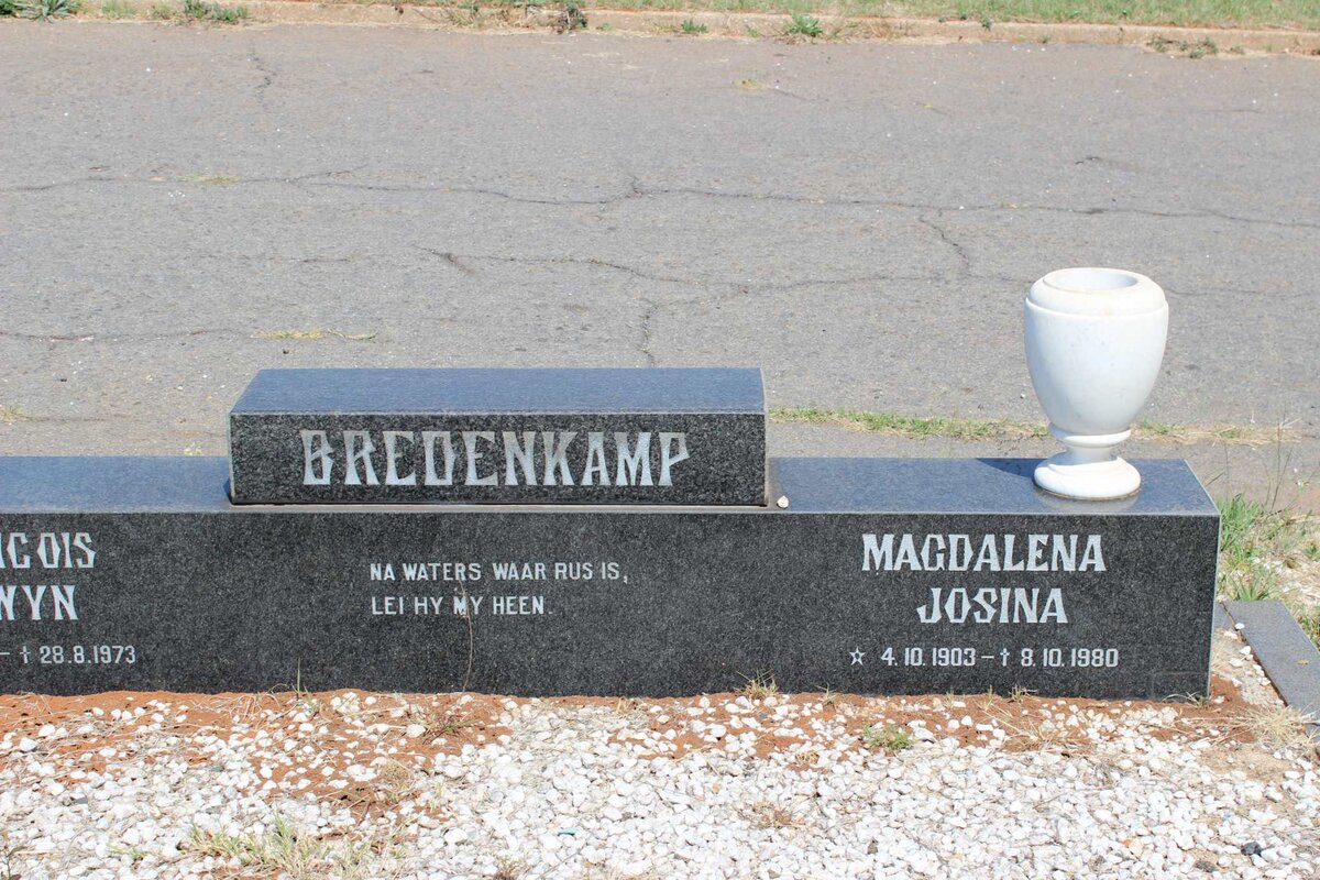 BREDENKAMP Francois Alwyn 1901-1973 &amp; Magdalena Josina 1903-1980