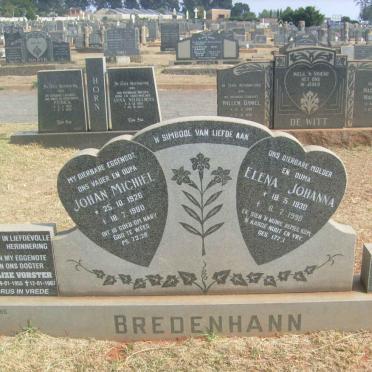 BREDENHANN Johan Michiel 1926-1990 &amp; Elena Johanna 1930-1998 :: VORSTER Elize 1955-1997