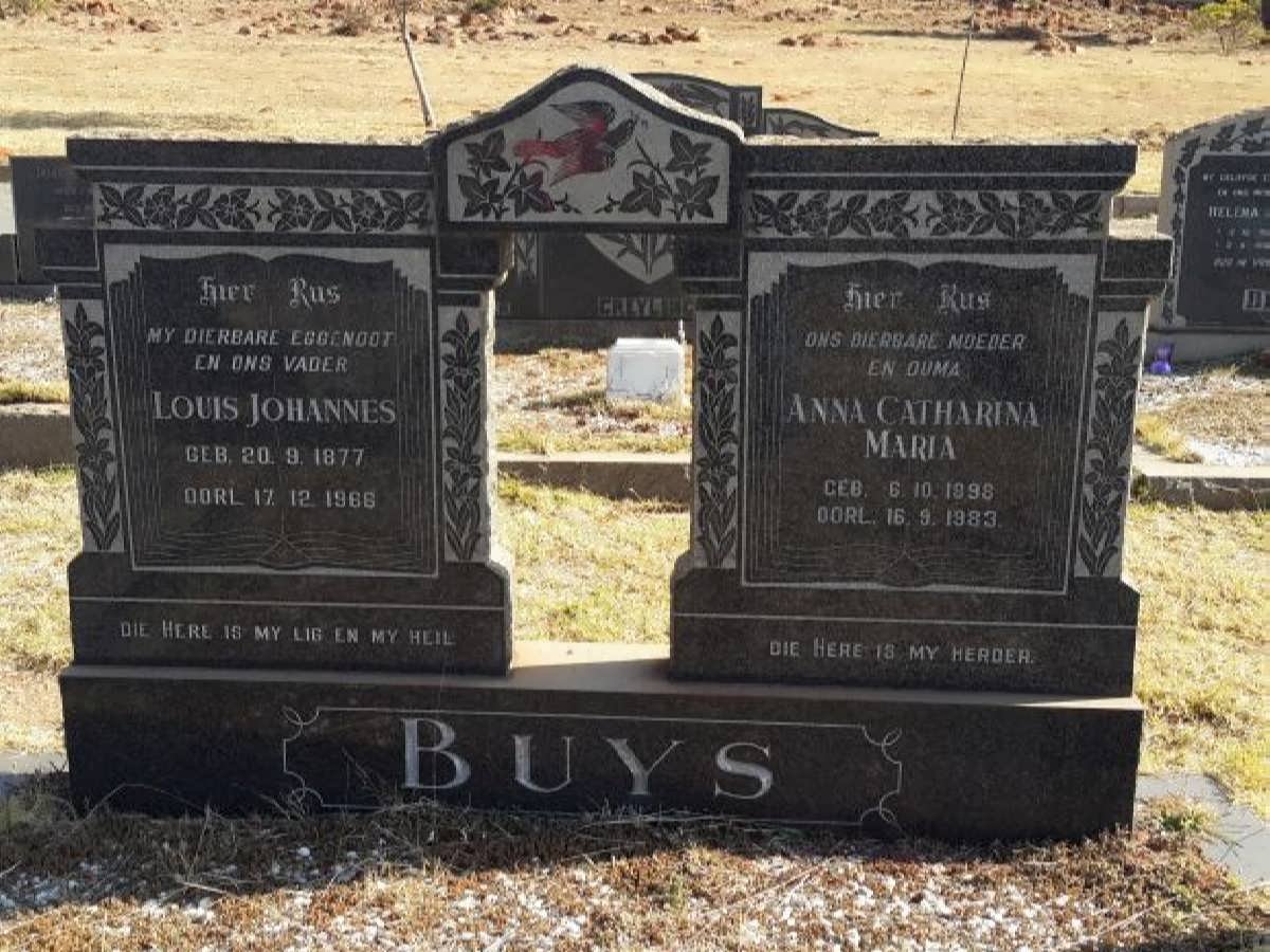 BUYS Louis Johannes 1877-1966 &amp; Anna Catharina Maria 1898-1983