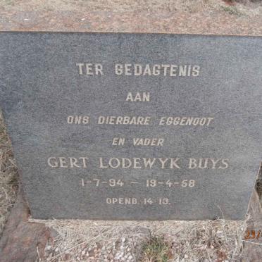 BUYS Gert Lodewyk 1894-1958