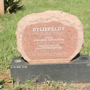 BYLIEFELDT Francis Abraham 1944-2005 &amp; Lilian Helen STONEHOUSE 1963-