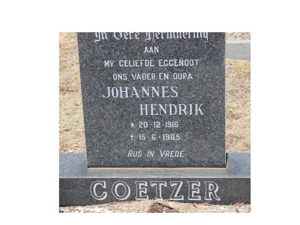 COETZER Johannes Hendrik 1916-1985
