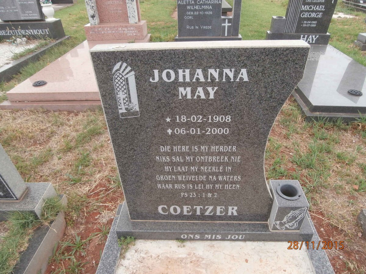 COETZER Johanna May 1908-2000