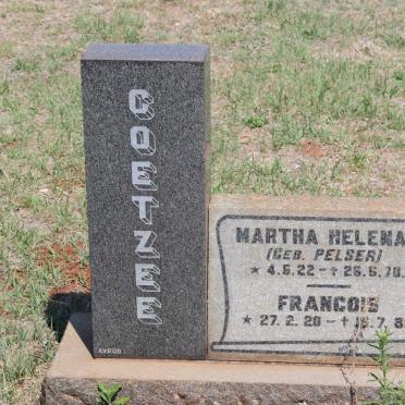 COETZEE Francois 1920-1989 &amp; Martha Helena PELSER 1922-1970