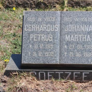 COETZEE Gerhardus Petrus 1919-1972 &amp; Johanna Martha 1912-1986