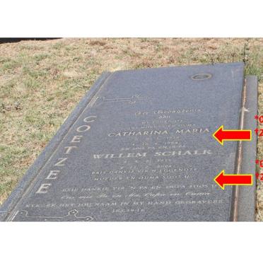 COETZEE Willem Schalk 1925-2004 &amp; Catharina Maria 1929-1984