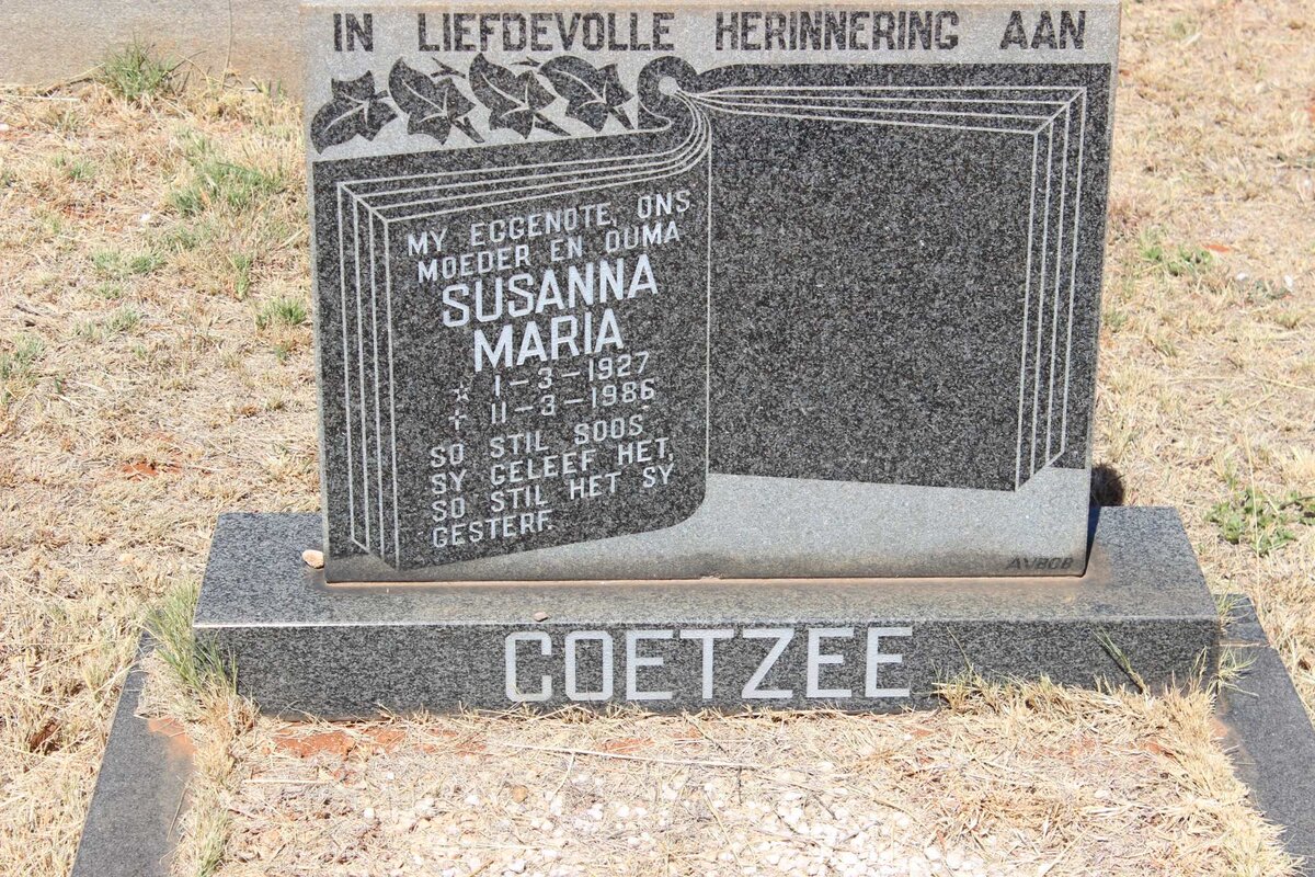 COETZEE Susanna Maria 1927-1986