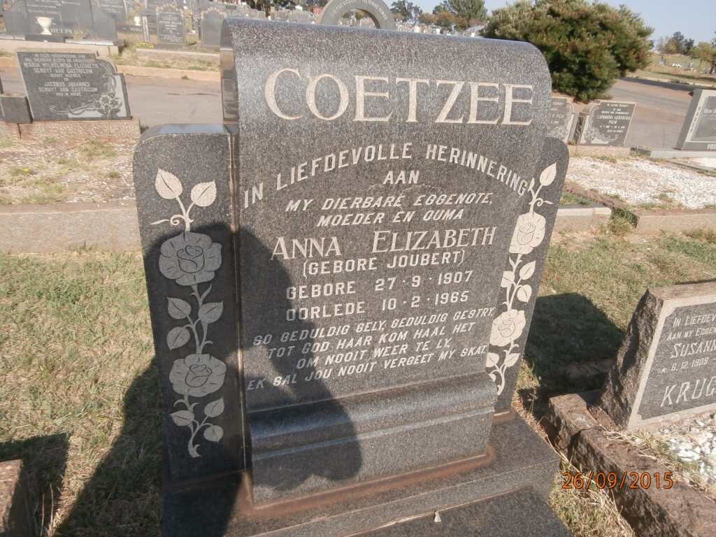 COETZEE Anna Elizabeth nee JOUBERT 1907-1965