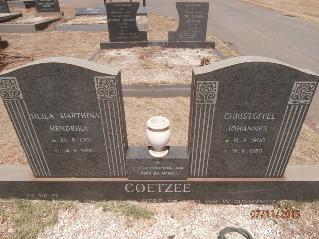 COETZEE Christoffel Johannes 1900-1980 &amp; Heila Marthina Hendrika 1901-1980