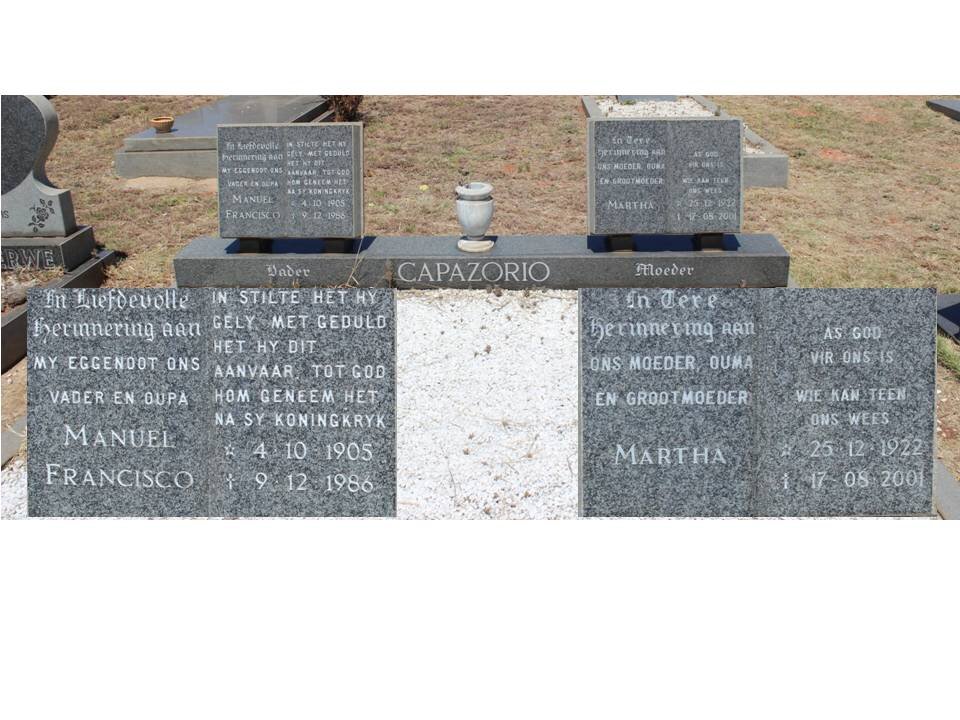 CAPAZORIO Manuel Francisco 1905-1986 &amp; Martha 1922-2001