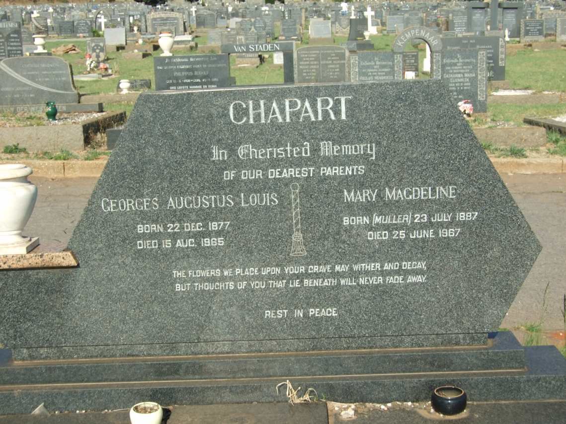 CHAPART Georges Augustus Louis 1877-1965 &amp; Mary Magdeline MULLER 1887-1967