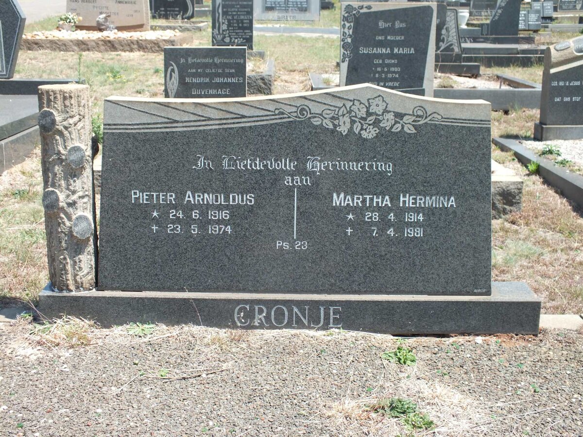 CRONJE Pieter Arnoldus 1916-1974 &amp; Martha Hermina 1914-1981