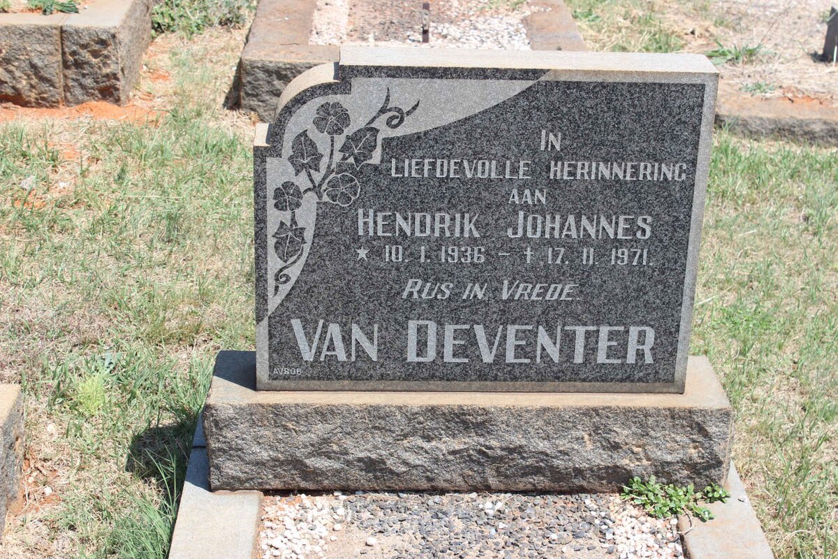 DEVENTER Hendrik Johannes, van 1936-1971