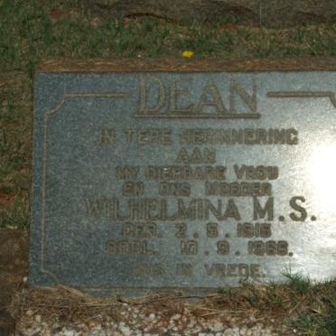 DEAN Wilhelmina M.S. 1915-1966