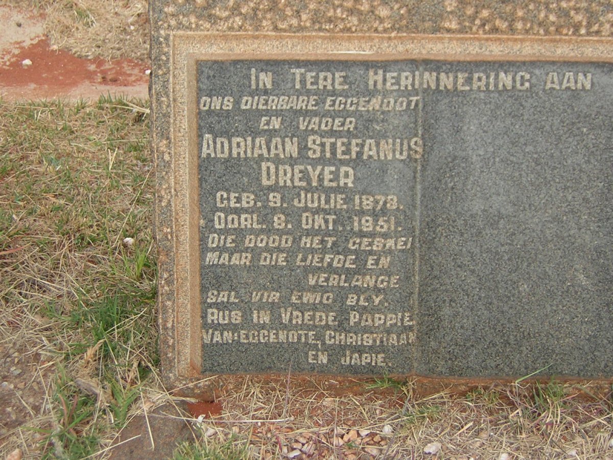 DREYER Adriaan Stefanus 1878-1951