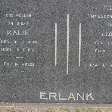 ERLANK James 1897-1957 &amp; Kalie 1894-1965