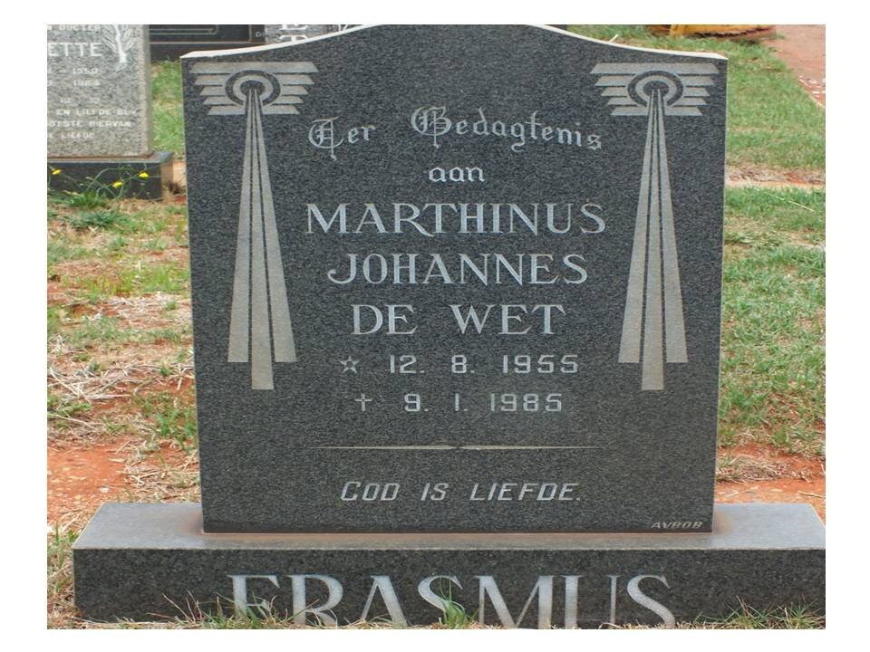ERASMUS Marthinus Johannes De Wet 1955-1985