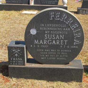 FERREIRA Frank 1900-1987 &amp; Susan Margaret 1920-1984