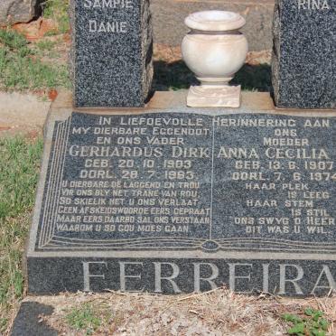 FERREIRA Gerhardus Dirk 1903-1963 &amp; Anna Cecilia M. 1907-1974