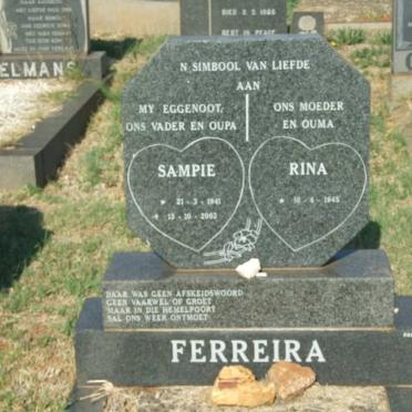 FERREIRA Sampie 1941-2003 &amp; Rina 1945-