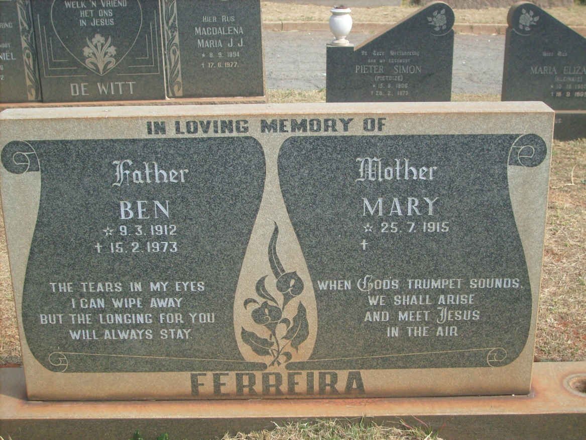 FERREIRA Ben 1912-1973 &amp; Mary 1915-