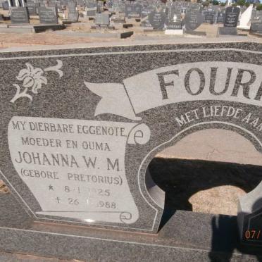 FOURIE Johanna W.M. nee PRETORIUS 1925-1988