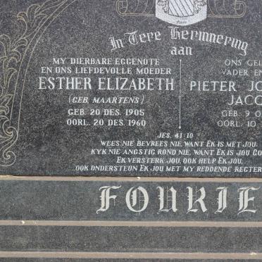 FOURIE Pieter Johannes Jacobus 1904-1977 &amp; Esther Elizabeth MAARTENS 1905-1960