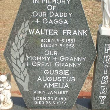 FRISBY Walter Frank 1881-1958 &amp; Gussie Augustus Amelia LAMBERT 1891-1977