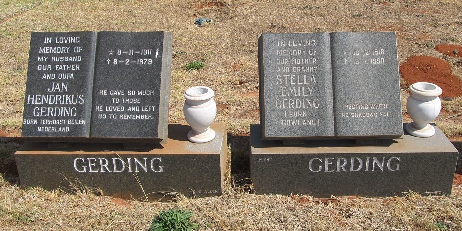 GERDING Jan Hendrikus 1911-1979 &amp; Stella Emily GOWLAND 1916-1990