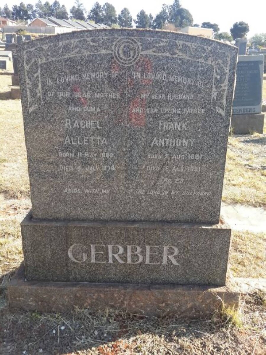 GERBER Frank Anthony 1887-1951 &amp; Rachel Alletta 1889-1978