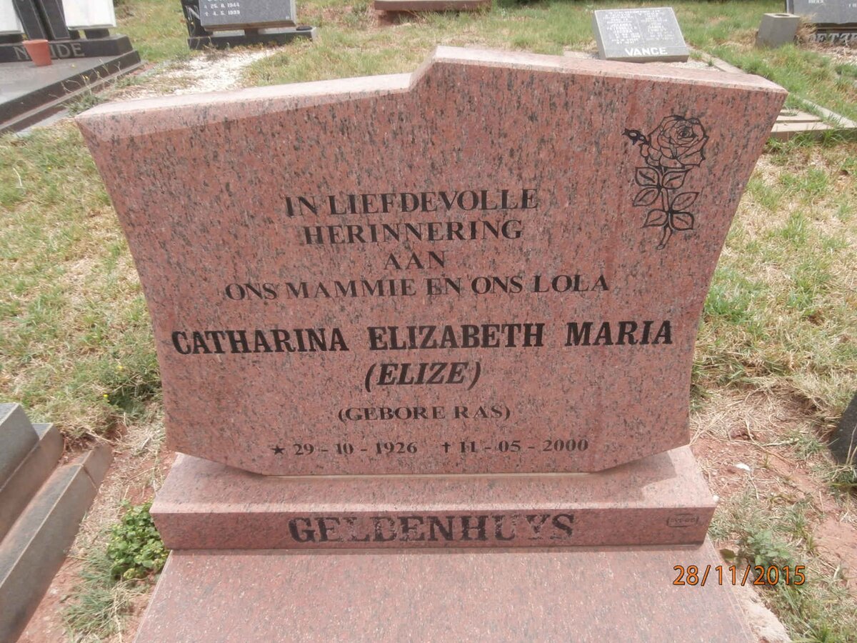 GELDENHUYS Catharina Elizabeth Maria nee RAS 1926-2000
