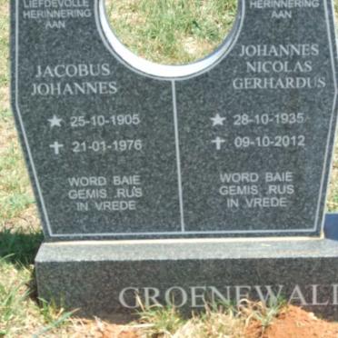 GROENEWALD Jacobus Johannes 1905-1976 :: GROENEWALD Johannes Nicolas Gerhardus 1935-2012