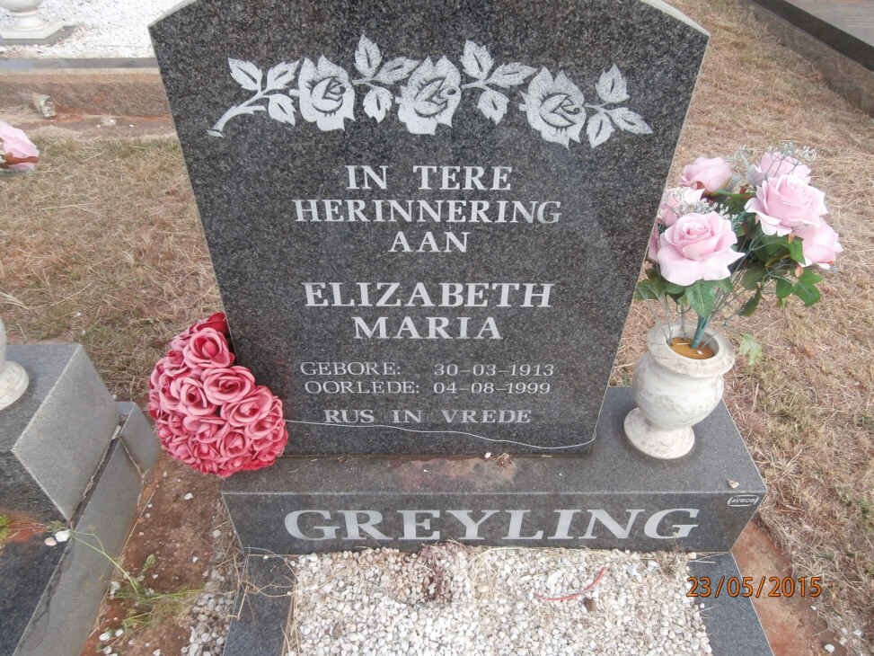 GREYLING Elizabeth Maria 1913-1999