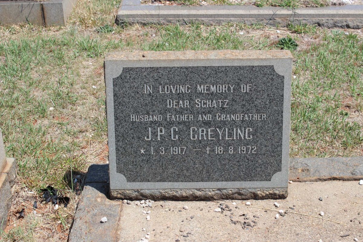 GREYLING J.P.G. 1917-1972