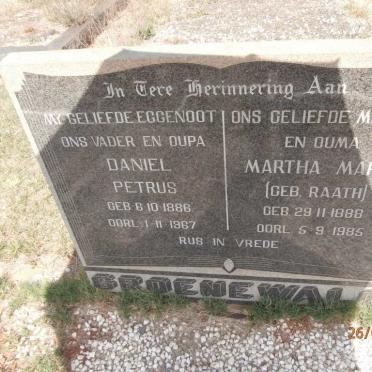 GROENEWALD Daniel Petrus 1886-1967 &amp; Martha Maria RAATH 1888-1985