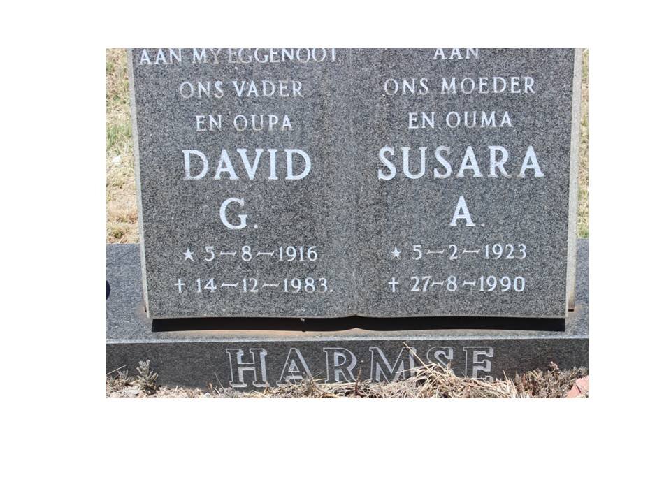 HARMSE David G. 1916-1983 &amp; Susara A. 1923-1990