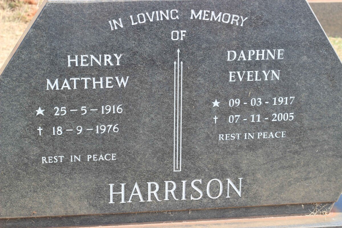 HARRISON Henry Matthew 1916-1976 &amp; Daphne Evelyn 1917-2005