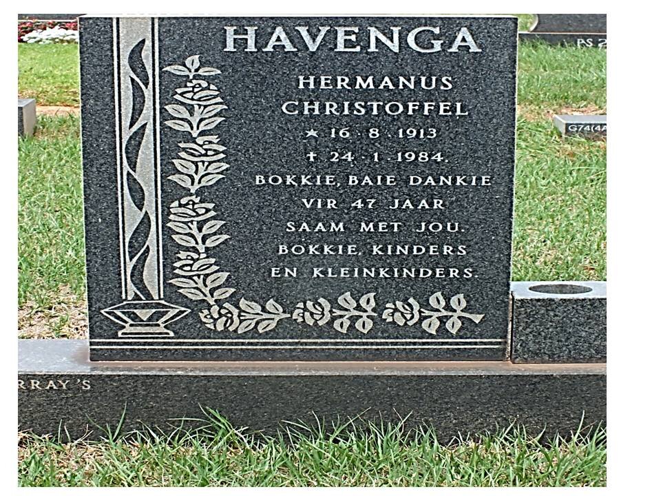 HAVENGA Hermanus Christoffel 1913-1984