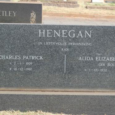 HENEGAN Charles Patrick 1909-1987 &amp; Alida Elizabeth Naudé nee BOLTON 1920-