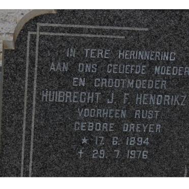 HENDRIKZ Huibrecht J.F. voorheen RUST nee DREYER 1894-1976