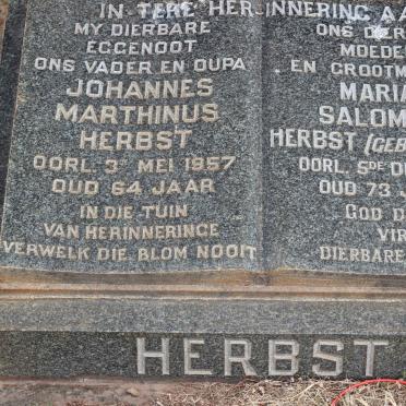 HERBST Johannes Marthinus -1957 &amp; Maria Salomina LUDICK -1971