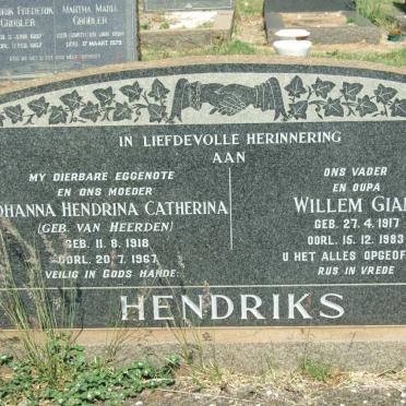 HENDRIKS Willem Giani 1917-1983 &amp; Johanna Hendrina Catherina VAN HEERDEN 1918-1967