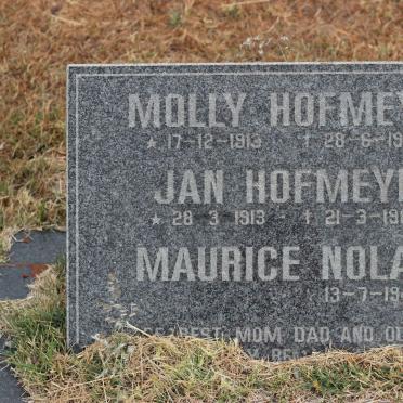 HOFMEYR Jan 1913-1985 &amp; Molly 1913-1992 :: NOLAN Maurice 1949-