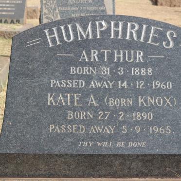 HUMPHRIES Arthur 1888-1960 &amp; Kate A. KNOX 1890-1965 :: HUMPHRIES Arthur Ernest 1915-1987