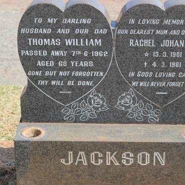 JACKSON Thomas William -1962 &amp; Rachel Johanna 1901-1981