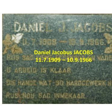 JACOBS Daniel Jacobus 1909-1966