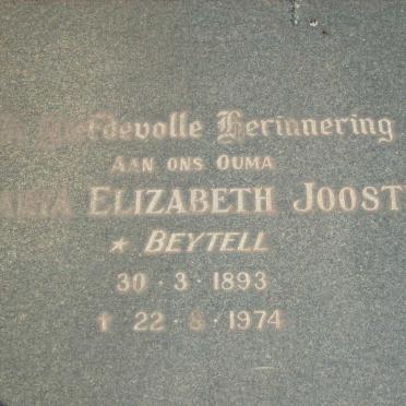JOOSTE Maria Elizabeth nee BEYTELL 1893-1974
