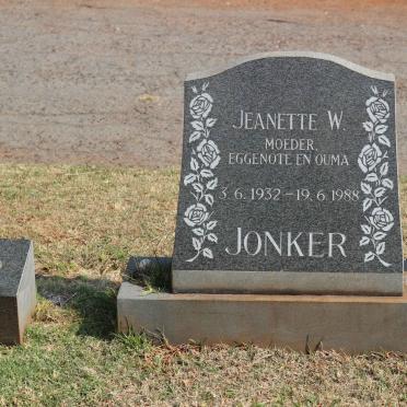 JONKER Jeanette W. 1932-1988